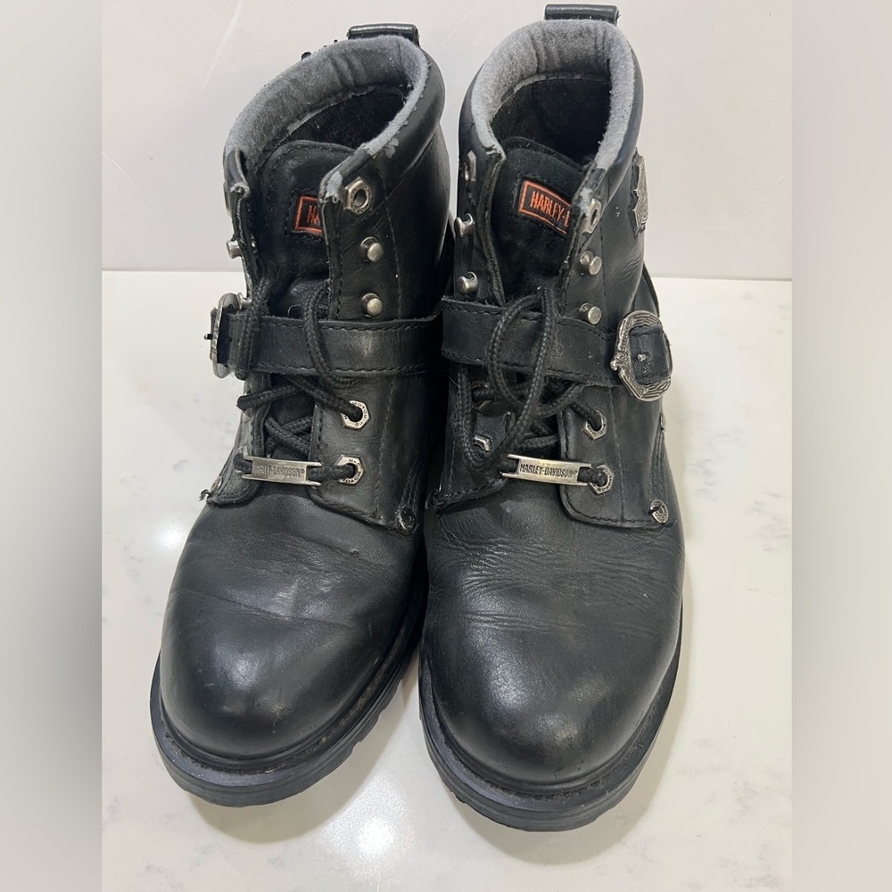 SOLD ‼️‼️Harley-Davidson Black Leather Ankle Boots - Picture 2 of 7